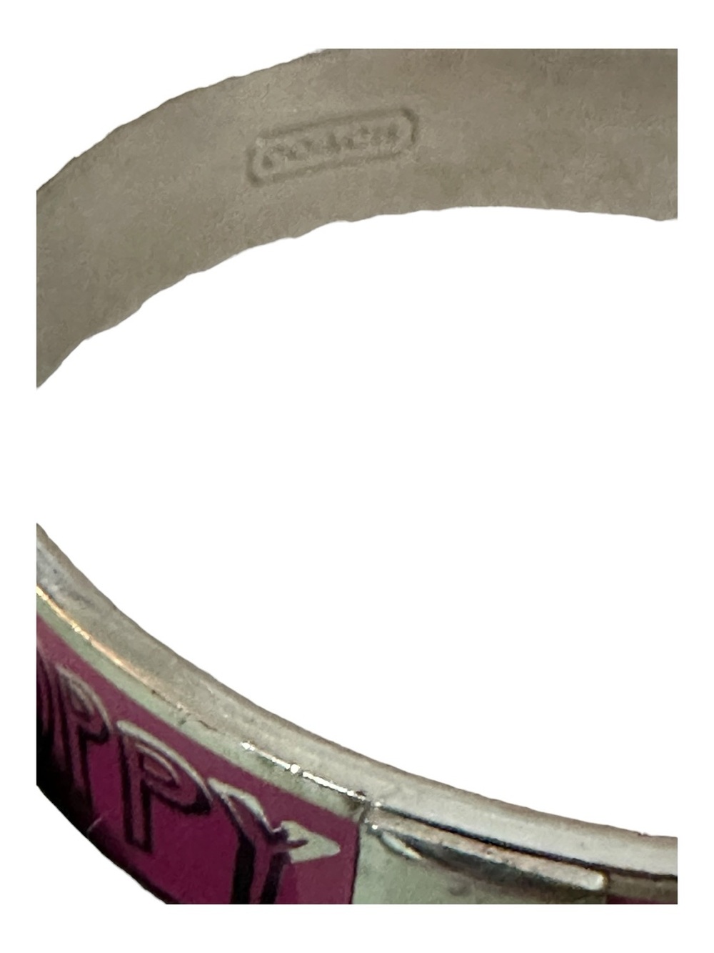 Coach Poppy est 1941  Y2K Pink Fuchsia Enamel Silver Bangle Bracelet - Picture 5 of 14